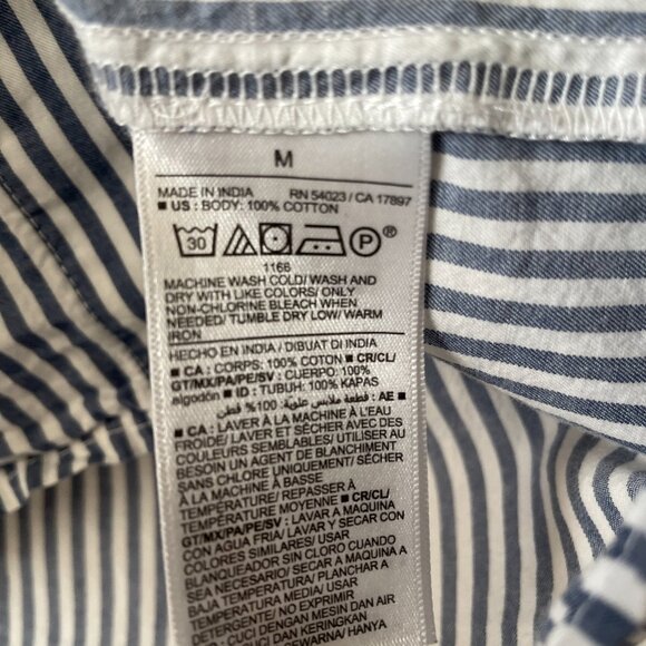 Old Navy Womens Blue Long Sleeve Striped The Boyfriend Button Up Shirt Size M - Picture 4 of 8